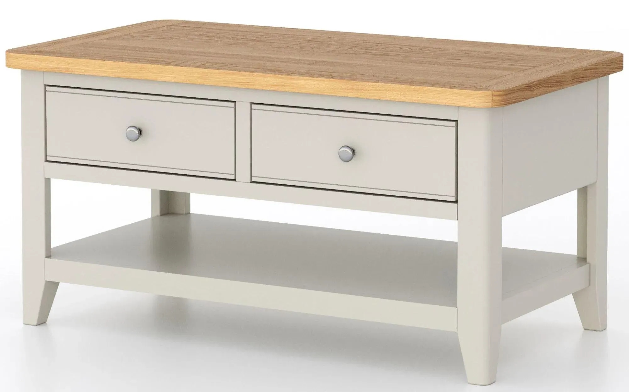 Arden 2 Drawer Coffee Table - Grey, Painted Oak