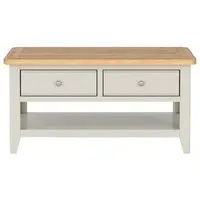 Arden 2 Drawer Coffee Table - Grey, Painted Oak