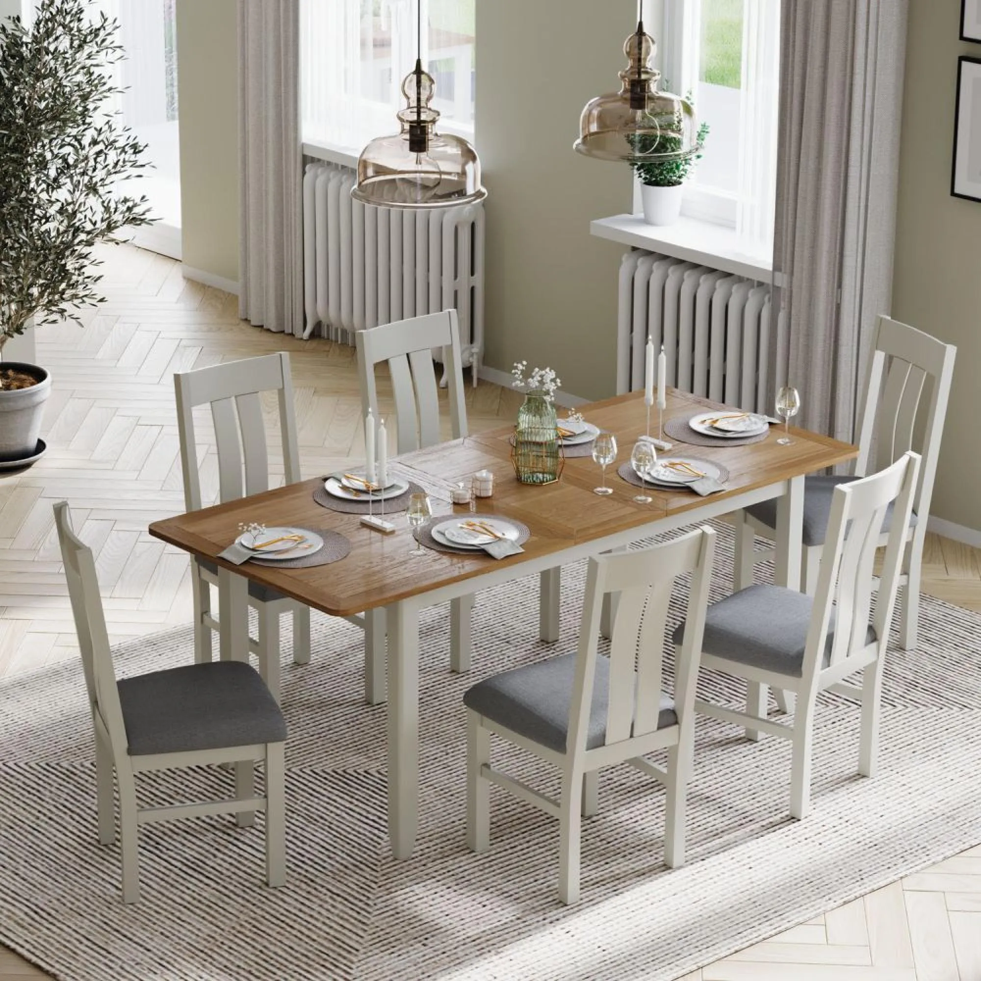 Arden 6-8 Seater Extending Dining Table - Grey, Painted Oak