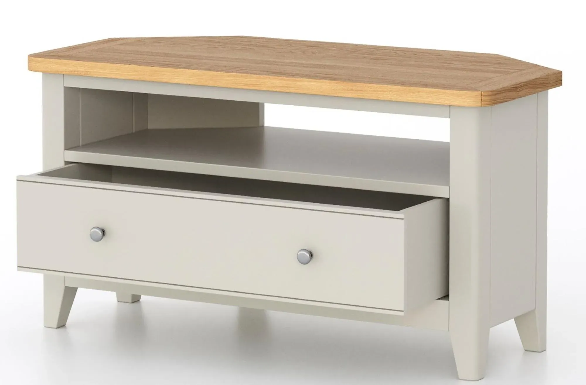 Arden 90cm Corner TV Unit - Grey, Painted Oak