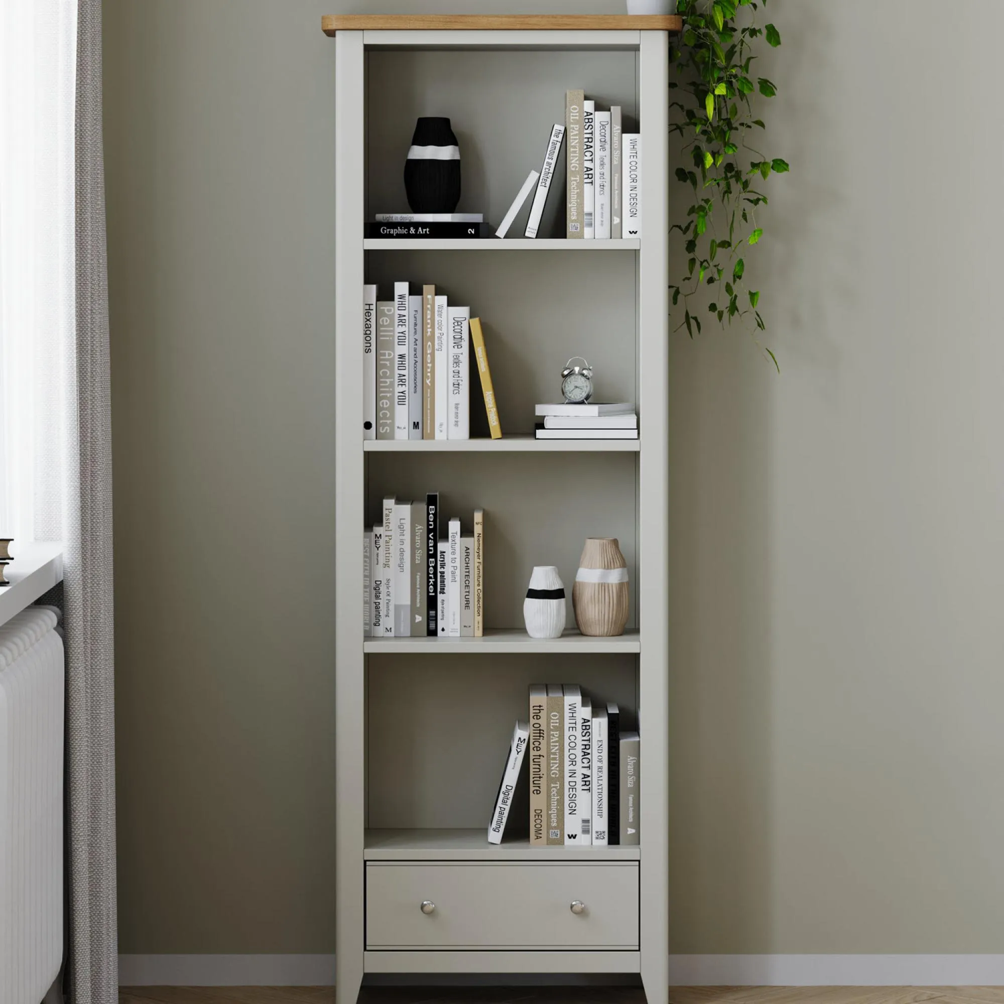 Arden Bookshelf - Grey, Painted Oak