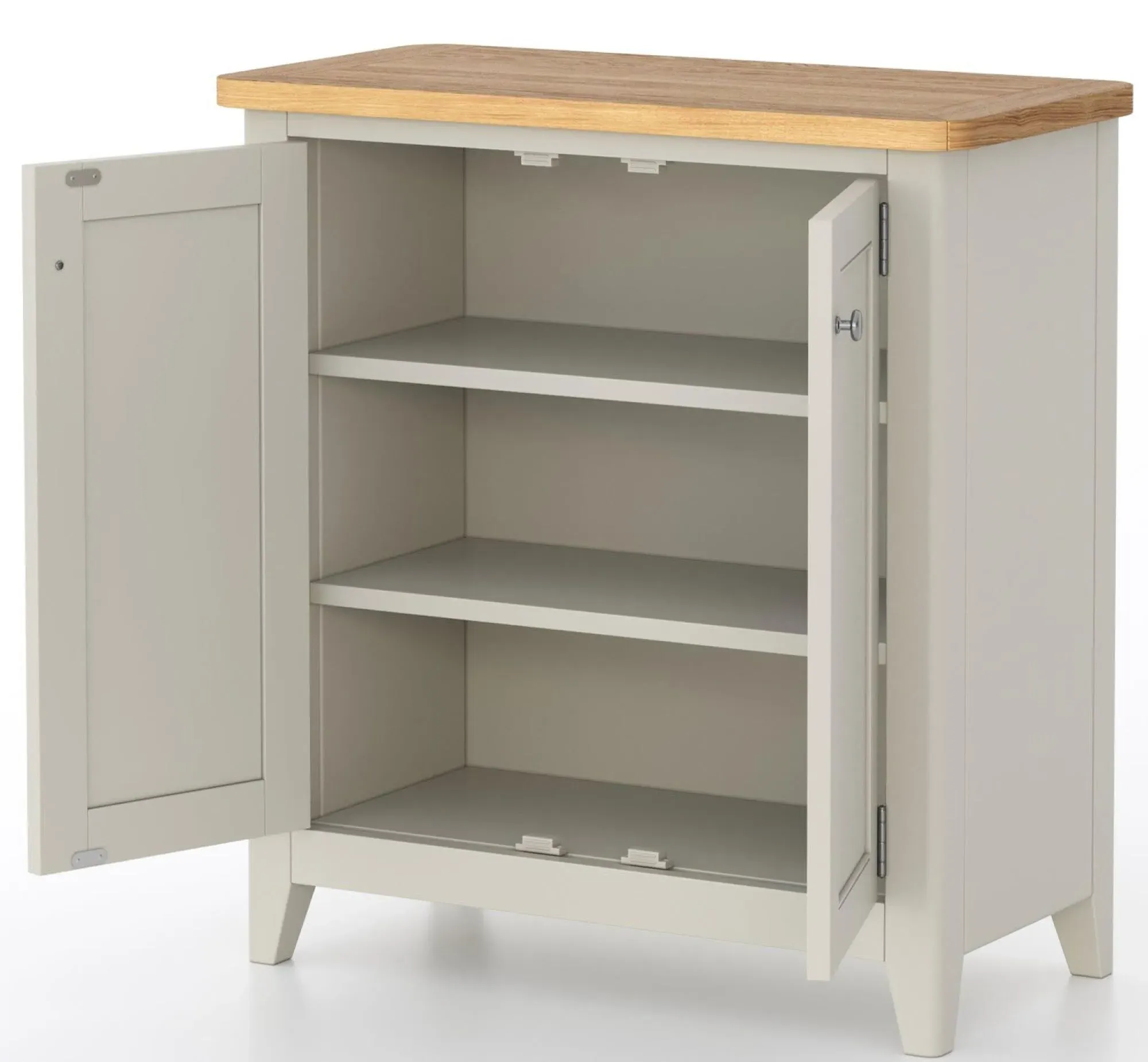 Arden Compact 2 Door Storage Cabinet - Grey, Painted Oak