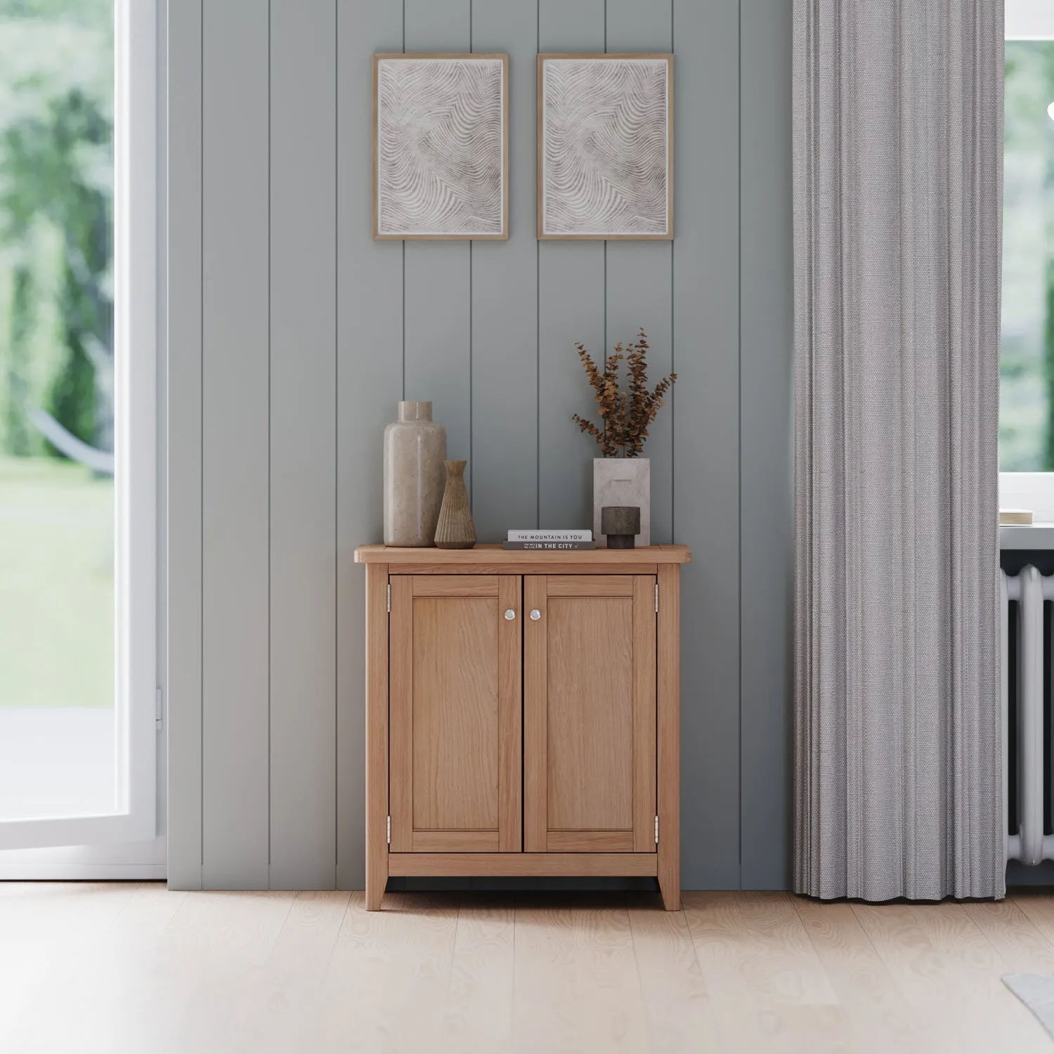 Arden Compact 2 Door Storage Cabinet - Natural Oak