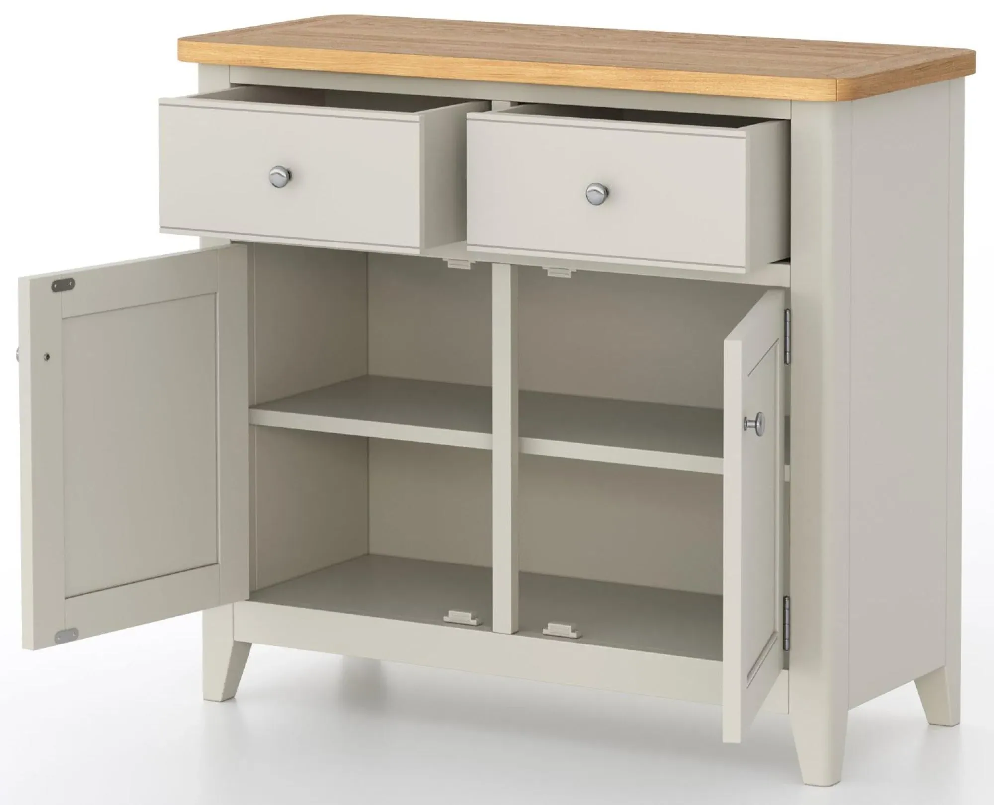 Arden Grey Painted 2 Door Sideboard - Grey, Oak