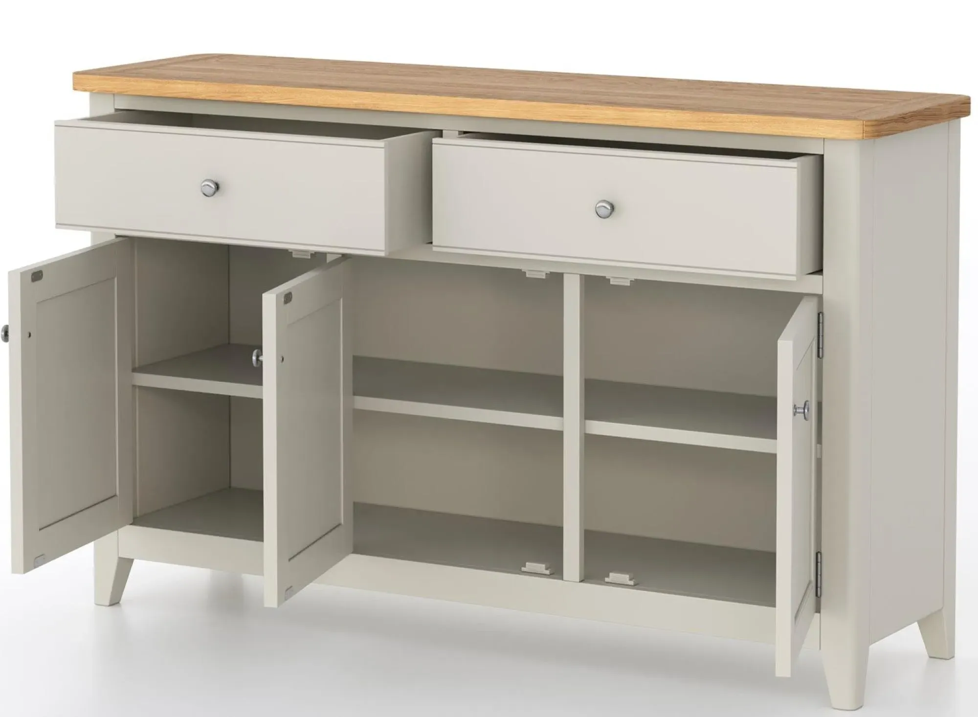 Arden Grey Painted 3 Door Sideboard - Grey, Oak