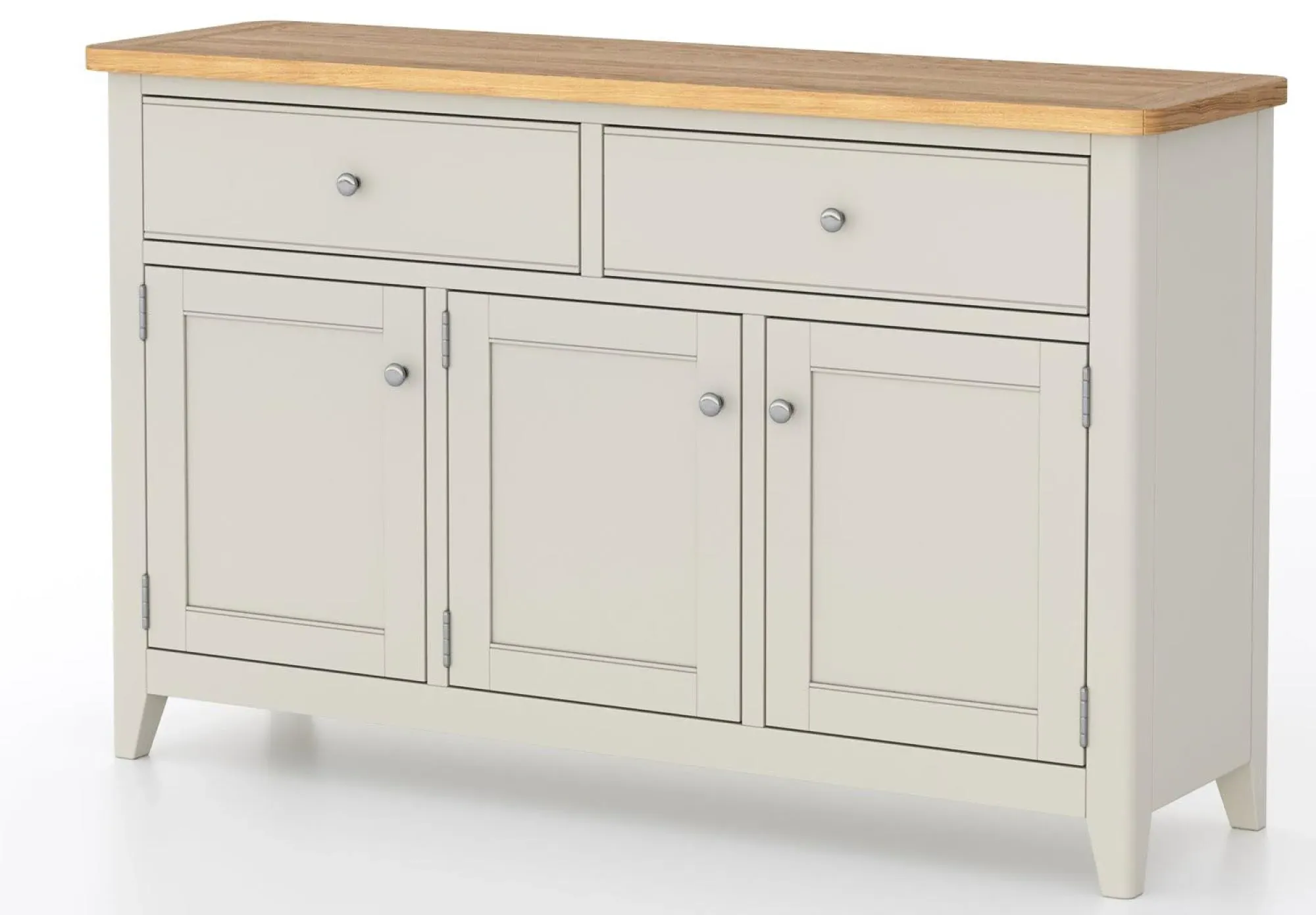 Arden Grey Painted 3 Door Sideboard - Grey, Oak