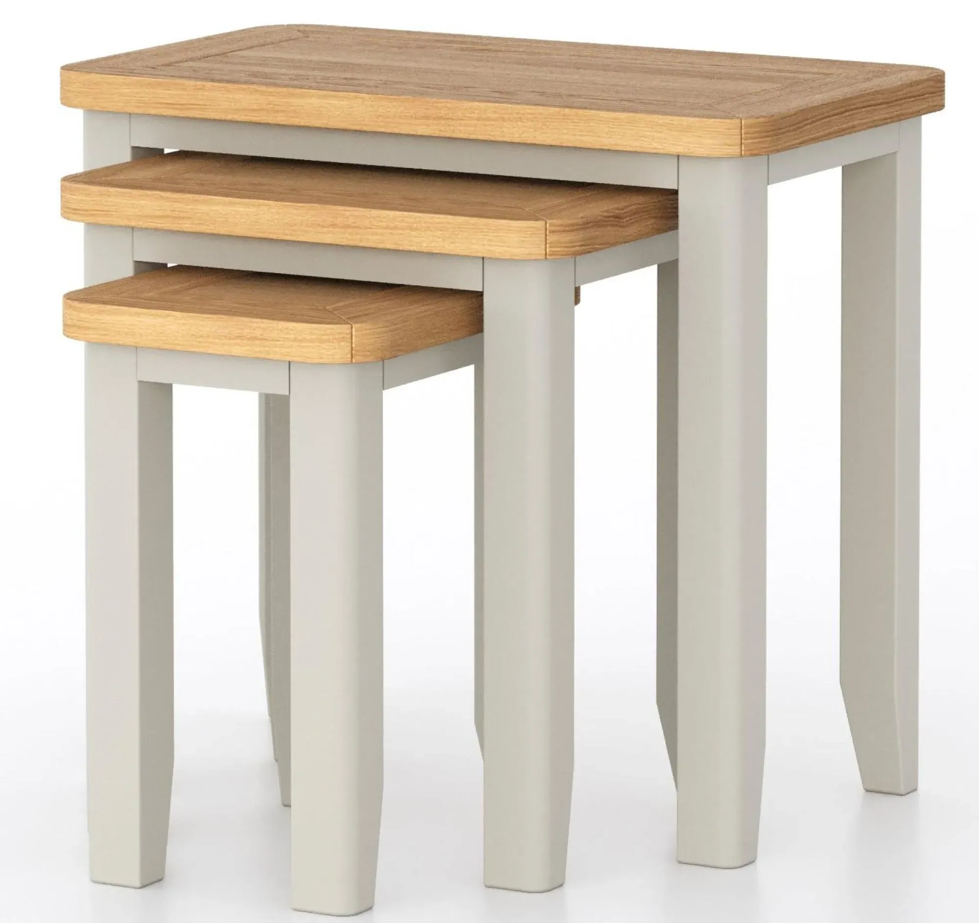 Arden Nest of 3 Tables - Grey, Painted Oak