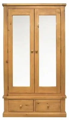 Churchill 2 Door Wardrobe with Mirrors - Waxed Pine image
