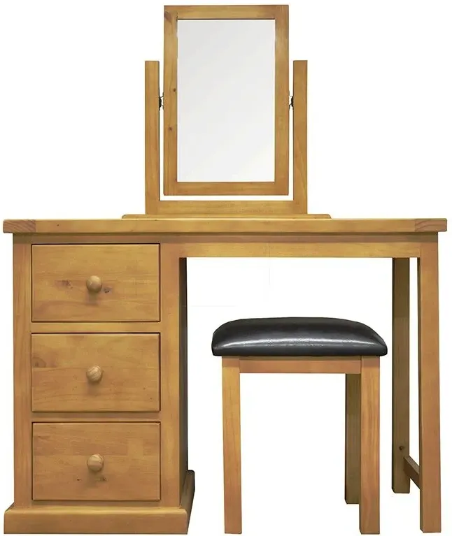 Churchill 3 Drawer Single Dressing Table - Waxed, Pine
