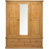 Churchill Waxed Pine 3 Door Combi Wardrobe - Waxed Lacquered