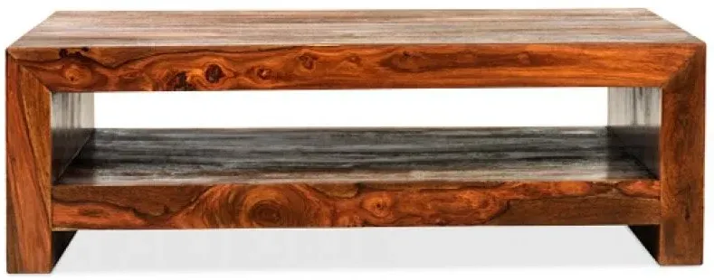 Cuba Sheesham Cube Coffee Table - Honey Brown