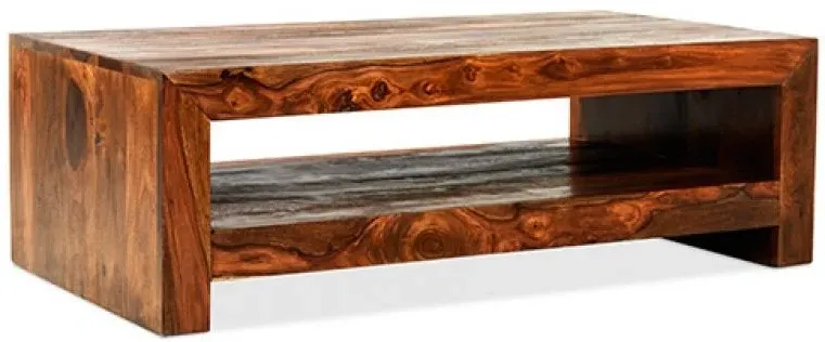 Cuba Sheesham Cube Coffee Table - Honey Brown