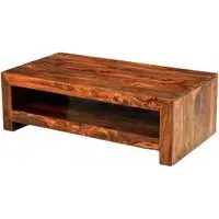 Cuba Sheesham Cube Coffee Table - Honey Brown
