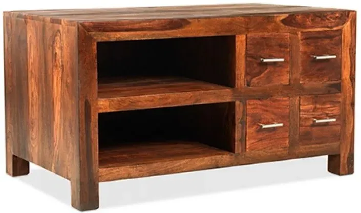 Cube 100cm TV Unit - Honey Brown, Sheesham