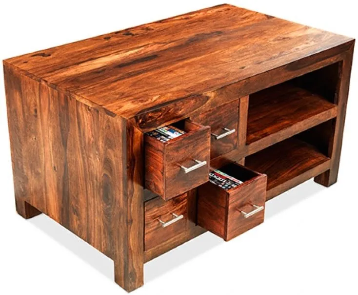 Cube 100cm TV Unit - Honey Brown, Sheesham