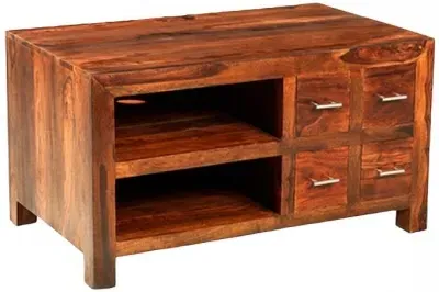 Cube 100cm TV Unit - Honey Brown, Sheesham image