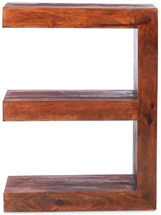 Cube E Shaped Storage Unit - Honey Brown, Sheesham