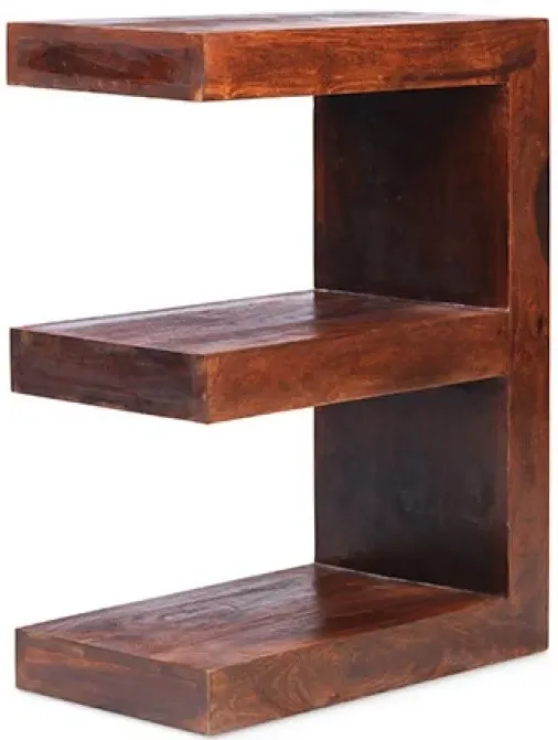 Cube E Shaped Storage Unit - Honey Brown, Sheesham