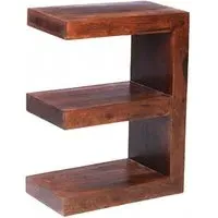 Cube E Shaped Storage Unit - Honey Brown, Sheesham