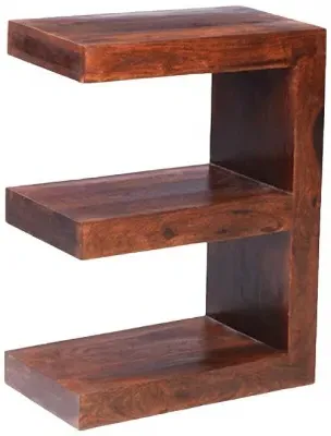 Cube E Shaped Storage Unit - Honey Brown, Sheesham image