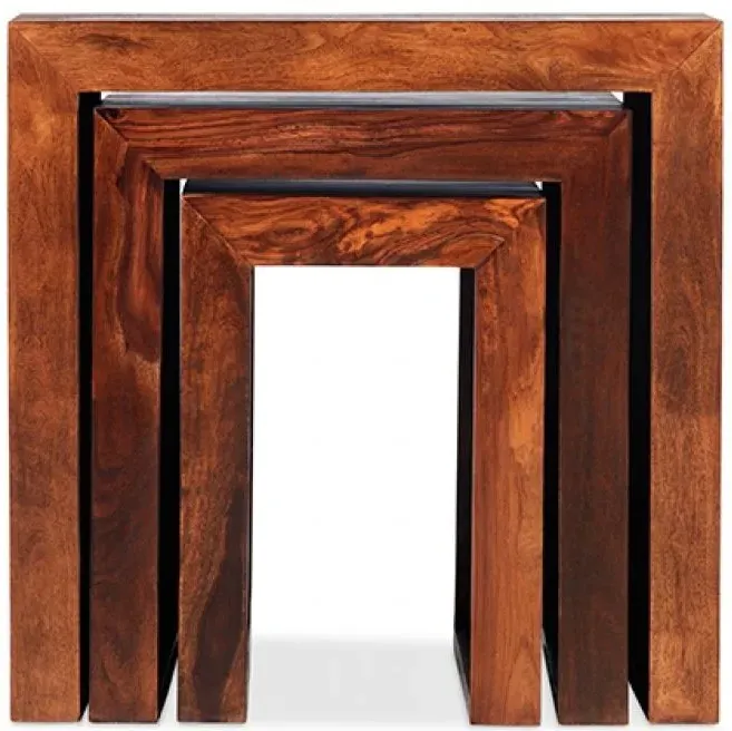 Cube Nest of 3 Tables - Sheesham