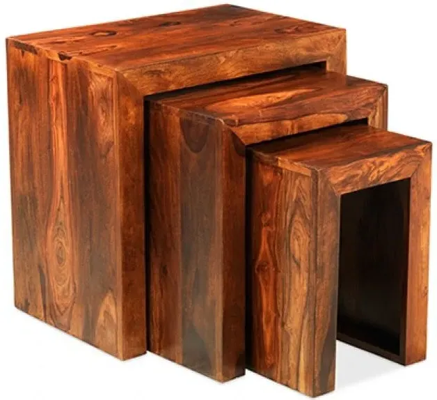 Cube Nest of 3 Tables - Sheesham