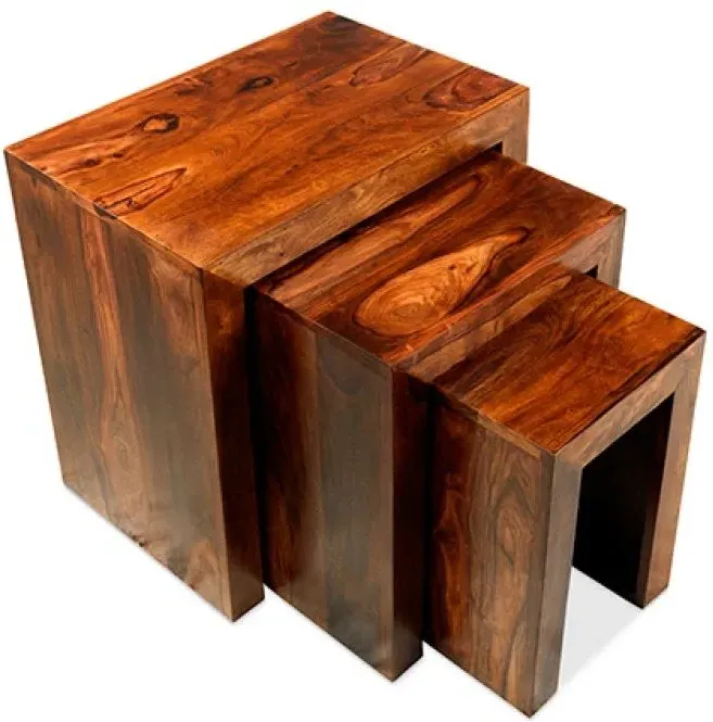 Cube Nest of 3 Tables - Sheesham