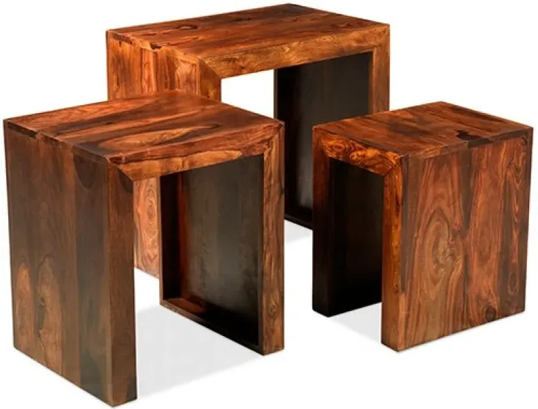 Cube Nest of 3 Tables - Sheesham