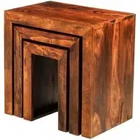 Cube Nest of 3 Tables - Sheesham