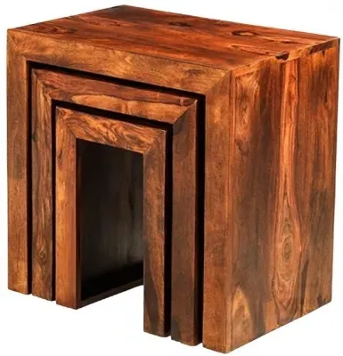 Cube Nest of 3 Tables - Sheesham