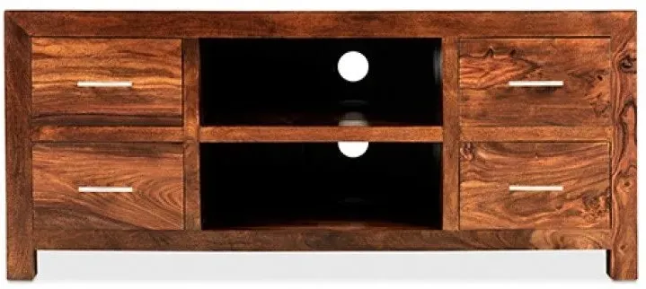 Cube Sheesham 118cm TV Unit - Honey Brown