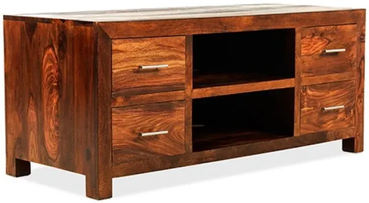 Cube Sheesham 118cm TV Unit - Honey Brown