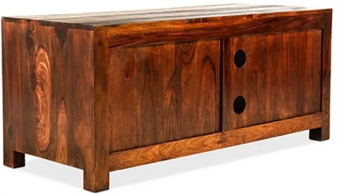 Cube Sheesham 118cm TV Unit - Honey Brown