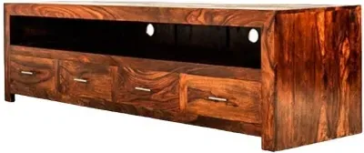 Cube Sheesham 197cm TV Unit - Honey Brown image
