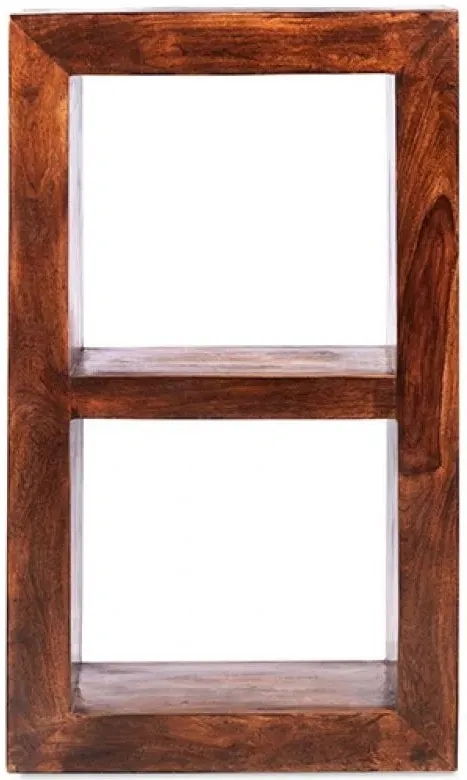 Cube Sheesham 2 Hole Storage Cube - Honey Brown