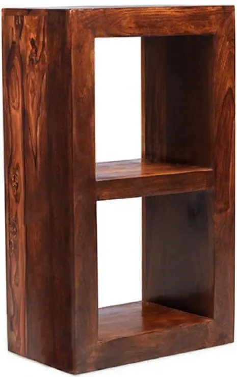 Cube Sheesham 2 Hole Storage Cube - Honey Brown