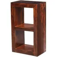 Cube Sheesham 2 Hole Storage Cube - Honey Brown