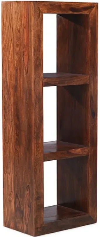 Cube Sheesham 3 Hole Storage Cube - Honey Brown, Sheesham