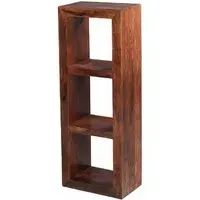 Cube Sheesham 3 Hole Storage Cube - Honey Brown, Sheesham