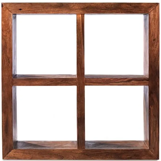 Cube Sheesham 4 Hole Storage Cube - Honey Brown