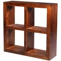 Cube Sheesham 4 Hole Storage Cube - Honey Brown
