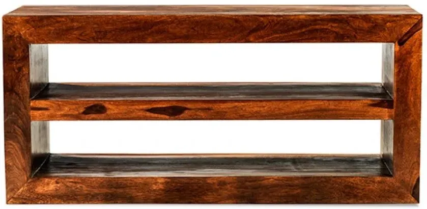 Cube Sheesham Open Media Unit - Honey Brown, Sheesham