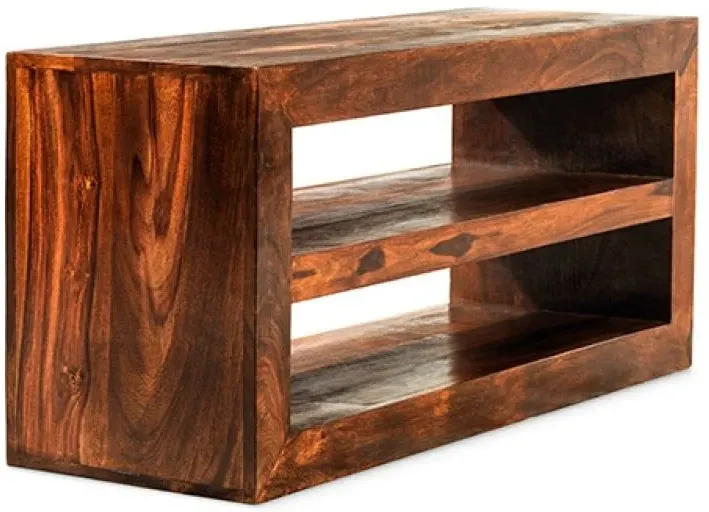 Cube Sheesham Open Media Unit - Honey Brown, Sheesham