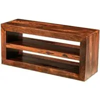 Cube Sheesham Open Media Unit - Honey Brown, Sheesham