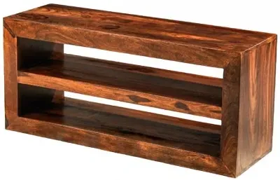 Cube Sheesham Open Media Unit - Honey Brown, Sheesham image