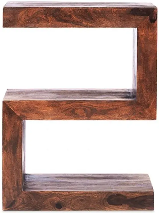 Cube Sheesham S Shaped Storage Unit - Honey Brown