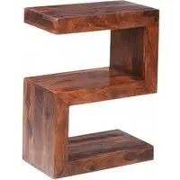 Cube Sheesham S Shaped Storage Unit - Honey Brown