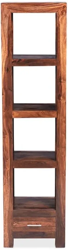 Cube Sheesham Slim Bookcase - Honey Brown