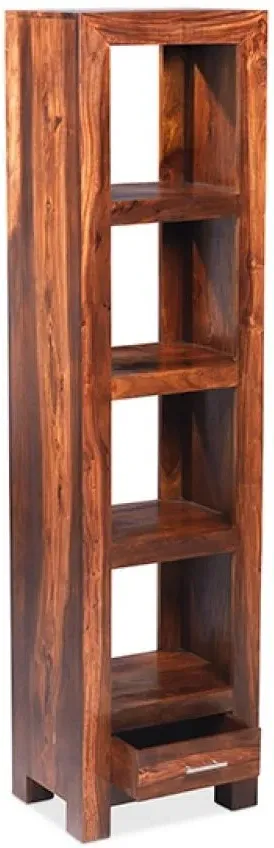 Cube Sheesham Slim Bookcase - Honey Brown