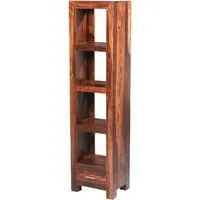 Cube Sheesham Slim Bookcase - Honey Brown